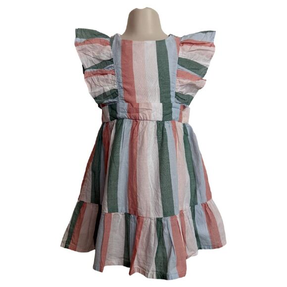Janie & Jack Striped Ruffle Pink Blue Green Dress Size 3T - Picture 8 of 8